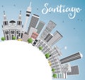 Santiago Chile Skyline with Gray Buildings, Blue Sky and Copy Sp Royalty Free Stock Photo