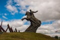 SANTIAGO, CUBA: Flag of Cuba. Antonio Maceo Monument in Santiago de Cuba. General Maceo was a famous guerilla independence leader.