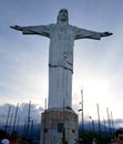 Santiago de Cali, Colombia; February 13 2021: Amazing view of the giant statue of Cristo Rey in the mountains near the city of Cal Royalty Free Stock Photo