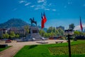 SANTIAGO DE CHILE, CHILE - OCTOBER 16, 2018: Plaza Baquedano in the center of Santiago, Chile. Large oval shaped open Royalty Free Stock Photo