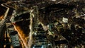 Santiago de Chile city night time lapse with office buildings, top view