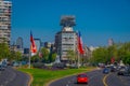 SANTIAGO DE CHILE, CHILE - OCTOBER 16, 2018: Outdoor view of some military cars in the plaza Baquedano in the center of Royalty Free Stock Photo