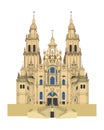 Santiago de Compostela Cathedral, Spain. Vector Illustration Royalty Free Stock Photo