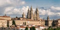 Santiago de Compostela view and amazing Cathedral of Santiago de Compostela with the new restored facade