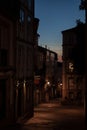 Quite Traditional Street in Santiago de Compostela at Sunset Royalty Free Stock Photo