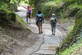 Santiago de Compostela, pilgrims on a trekking trip