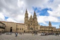 Santiago de Compostela, Spain - Jun 18, 2023: Pilgrims in front