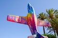 SANTIAGO DE LA RIBERA, SPAIN - JUNE 10, 2022 Airplane monuments along Paseo Maritimo in the seaside town of Santiago de la Ribera