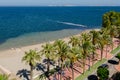 SANTIAGO DE LA RIBERA, SPAIN - JUNE 10, 2022 Promenade along the coastline of the Mar Menor, in a Spanish town in the Costa