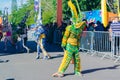 Santiago de los Caballeros - February 24, 2019: Traditional colorful character, AKA LechÃÂ³n, in the carnival of Santiago.