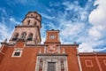 Santiago de Queretaro, Queretaro, Mexico, 09 07 22, Main entrance next to the tower and bell of the.Temple of San Francisco de As