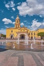 Santiago de Queretaro, Queretaro, Mexico, 09 07 22, Water fountain in front of the main entrance of the Temple and Convent of the Royalty Free Stock Photo