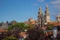 Santiago de Sompostela landmark at sunny day. Cathedral of Saint James. Pilgrimage centre. Royalty Free Stock Photo