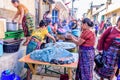 Maya women make tortillas in street, Guatemala Royalty Free Stock Photo