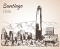 Santiago skyline, Chile. Sketch. Royalty Free Stock Photo