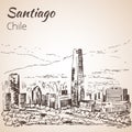 Santiago skyline, Chile. Sketch.