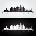 Santiago skyline and landmarks silhouette