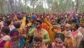 Santiniketan, 2432024: pleople enjoying Holi festival in Khoai.