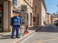 Sculpture of a Playmobil doll of a policeman