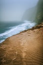 Santo Antao, Cape Verde - Sand dune on the hike trail from Cruzinha da Garca to Ponta do Sol. Moody Atlantic coastline
