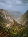 Santo Antao, Cape Verde. Xoxo in the Ribeira da Torre valley. Impressive landscape scenery. Vertical photo