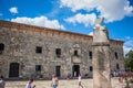 SANTO DOMINGO, DOMINICAN REPUBLIC - 28 NOVEMBER 2021: Reloj del Sol. Museum of the Royal Houses and the square in front of it,16th Royalty Free Stock Photo