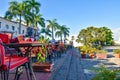 Santo Domingo, Dominican Republic. Famous place Las Atarazanas in Spanish Square with prestigious restaurants. Royalty Free Stock Photo