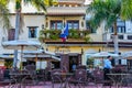 Santo Domingo, Dominican Republic. Famous place Las Atarazanas in Spanish Square with prestigious restaurants. Royalty Free Stock Photo