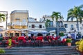 Santo Domingo, Dominican Republic. Famous place Las Atarazanas in Spanish Square with prestigious restaurants. Royalty Free Stock Photo