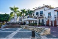 Santo Domingo, Dominican Republic. Famous place Las Atarazanas in Spanish Square with prestigious restaurants. Royalty Free Stock Photo