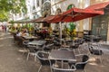 SANTO DOMINGO, DOMINICAN REPUBLIC - NOVEMBER 18, 2018: Open air cafe at Parque Colon park in Santo Domingo, capital of