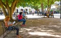 Santo Domingo, Dominican Republic. Street life and view of Calle el Conde and Colonial Zone of Santo Domingo city.