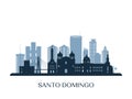 Santo Domingo skyline, monochrome silhouette.