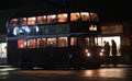 Santoft trolley bus museum, Santoft, Lincolnshire, UK. , November 2023. Night event with vehicles running and full lighting.