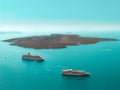 Santorini Town Oia Greece, water and land, view from above