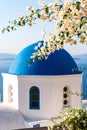 A Santorini blue domed church Royalty Free Stock Photo