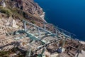 Santorini cable car which connects the port with the town of Thera Royalty Free Stock Photo