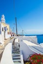 Santorini Caldera cliff top panoramic view Firostefani village Greece Royalty Free Stock Photo