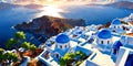 santorini caldera greece anime style stunning aestheti ai generated Royalty Free Stock Photo
