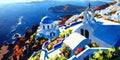 santorini caldera greece anime style stunning aestheti ai generated Royalty Free Stock Photo