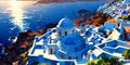 santorini caldera greece anime style stunning aestheti ai generated Royalty Free Stock Photo