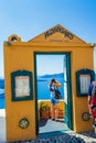 Santorini cliff top terrace amazing Caldera views Cyclades Greece