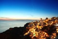 Santorini in the evening, Oia village with windmil