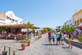 SANTORINI,FIRA-JULY 28: Shopping street on July 28,2014 in Fira on the Santorini island, Greece.