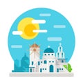 Santorini flat design landmark