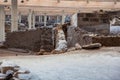 Ancient ruins at Akrotiri archaeological site in the Santorini Island Royalty Free Stock Photo