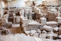 Ancient ruins at Akrotiri archaeological site in the Santorini Island Royalty Free Stock Photo