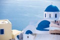 Traditional architecture of the churches of the Oia City in Santorini Island Royalty Free Stock Photo