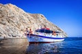 Santorini, Greece. Black Beach in Perissa, Greek Islands landmark