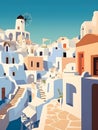 Santorini Dreams: Abstract Travel Poster of Greek Island Paradise